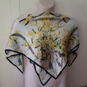 Vintage silk scarf large size floral pattern by designer Antonio Baldan